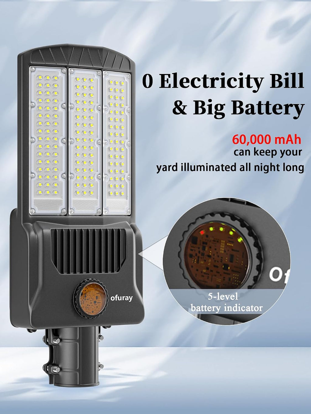 Ofuray OL-12000W Solar Street Lights Outdoor,Parking Lot Lights Commercial Dusk to Dawn,60,000mah Big Power Solar Security Flood Remote Control Without Motion Sensor for Street,Yark,Court