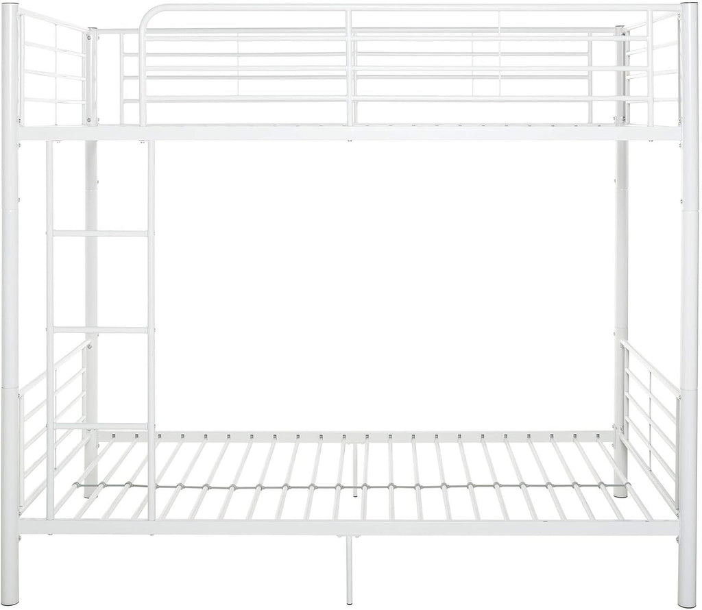 Walker Edison Elodie Urban Industrial Twin Over Twin Metal Bunk Bed, Twin Over Twin, White