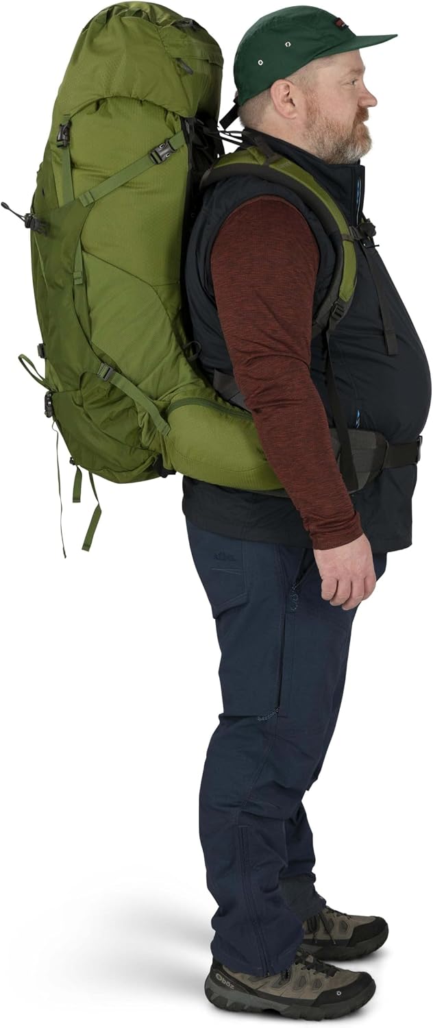 Osprey Aether 65L Men's Backpacking Backpack, Black, S/M, Extended Fit