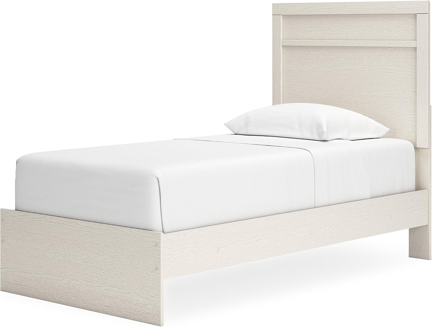 Signature Design by Ashley Stelsie Farmhouse Twin Panel Bed, Foundation or Box Spring Needed, White