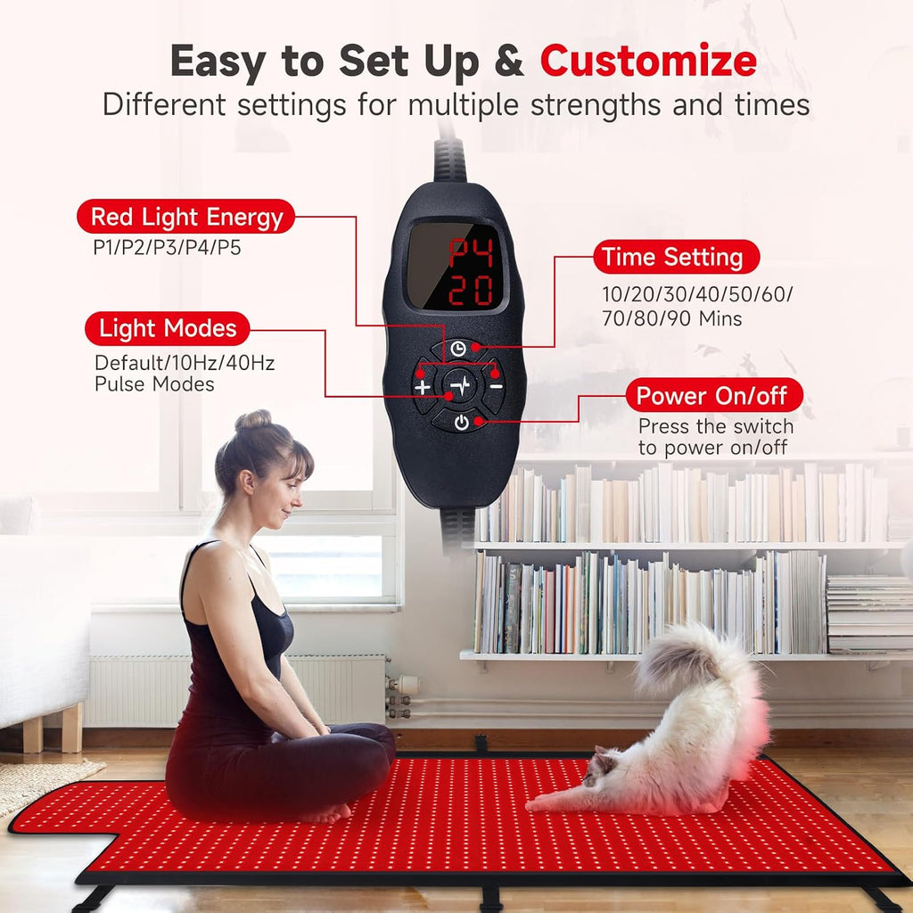 LITDUCK Body Red Light Therapy Mat, Eligible Red Light Therapy Blanket, 2in1 LEDs(660nm& 850nm), Premium Leather, Adjustable Timer & Intensity, 74.6' x 33.3' 2570 LEDs