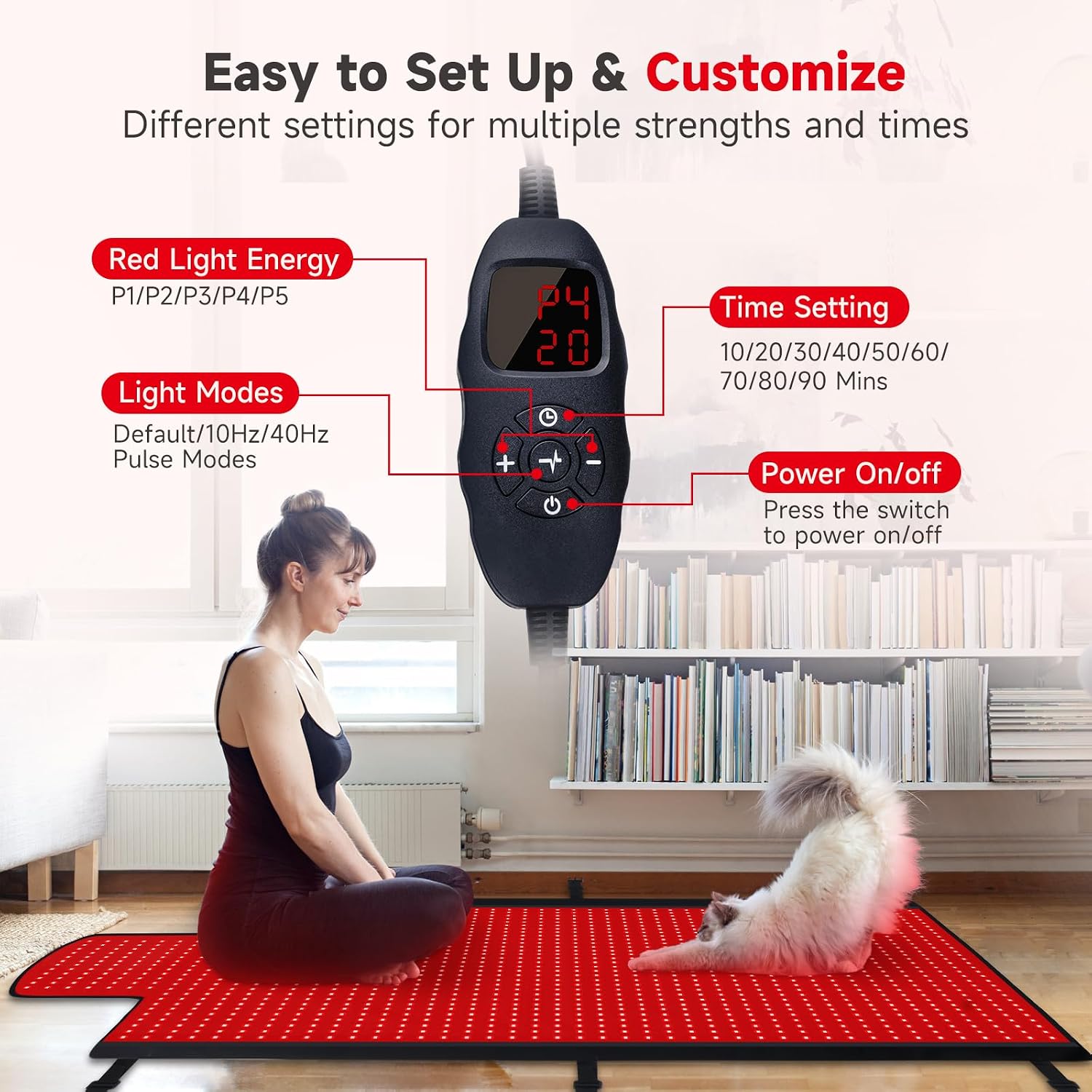 LITDUCK Body Red Light Therapy Mat, Eligible Red Light Therapy Blanket, 2in1 LEDs(660nm& 850nm), Premium Leather, Adjustable Timer & Intensity, 74.6' x 33.3' 2570 LEDs
