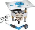 Router Lift by Rockler (8-1/4'' x 11-3/4'' Plate) – Kit Includes Aluminum Router Plate, Insert Ring, Set of Hex Keys on Key Chain - Easy to Install Router Lift Systems - Woodworking Router Table