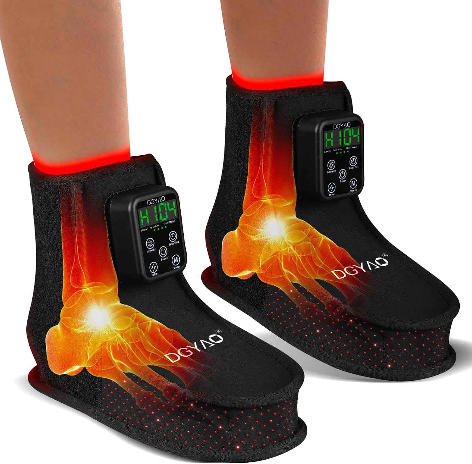 Red Light Therapy Wrap for Feet, Infrared Light Therapy for Ankle, 6000mAh Battery Portable Adjustable Cordless Red Light Pad for Foot Joint Muscle Comfort, 660nm & 850nm