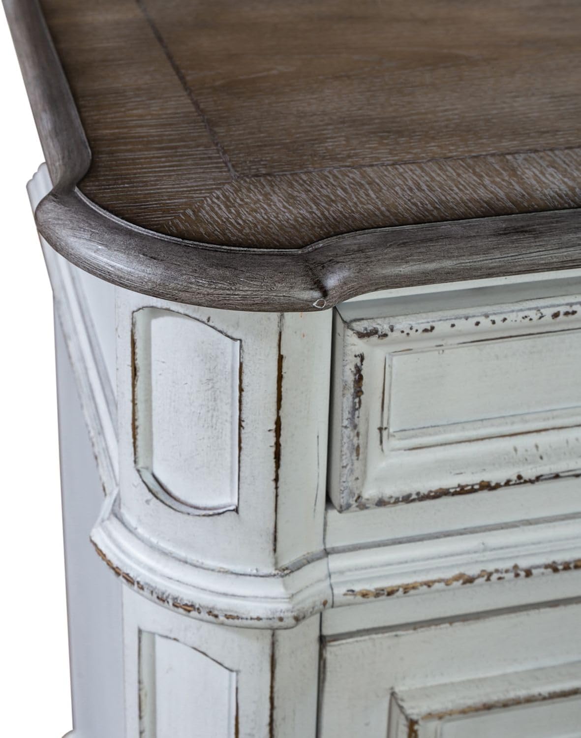 Liberty Furniture Magnolia Manor Filing Credenza for Home Office - Antique White & Weathered Bark