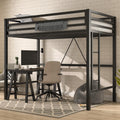 MUTICOR Twin Loft Bed Frame for Juniors and Adults with Safety Guardrail and Ladder,Metal Slats Support, Small Space Saving Furniture for Bedroom Kids Room and Dorm,Black