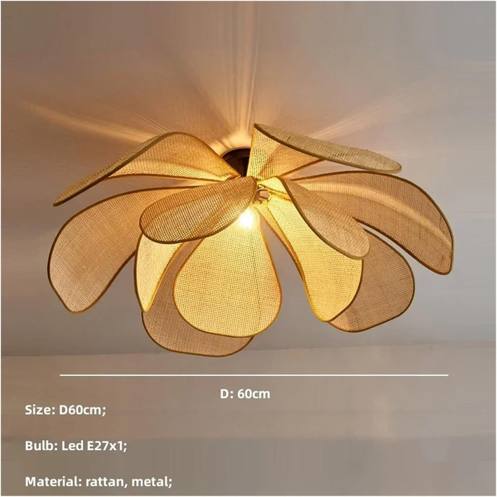 Modern Chandelier, Japan E27 Handmade Rattan Pendant Lights for Living Room Chandelier Bar Loft Hanging Lamp Lustre Home Decor Luminarias(A Ceiling D60cm,Warm)