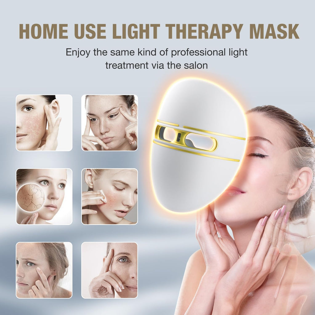 Pro-Grade FSA LED Light Therapy Facial Mask-Red & Blue Light Anti Aging for Face-HSA Salon Treatment for Acne, Wrinkles & Redness at Home,Ideal Skincare Device for Birthday, Mom Gift