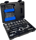 Champion Cutting Tool 40-Piece Metric Tap and Die Set, with Ratcheting Wrench, High Speed Plug Taps and Hex Dies for Metalworking, Automotive, Construction, Part# CS40MP-A