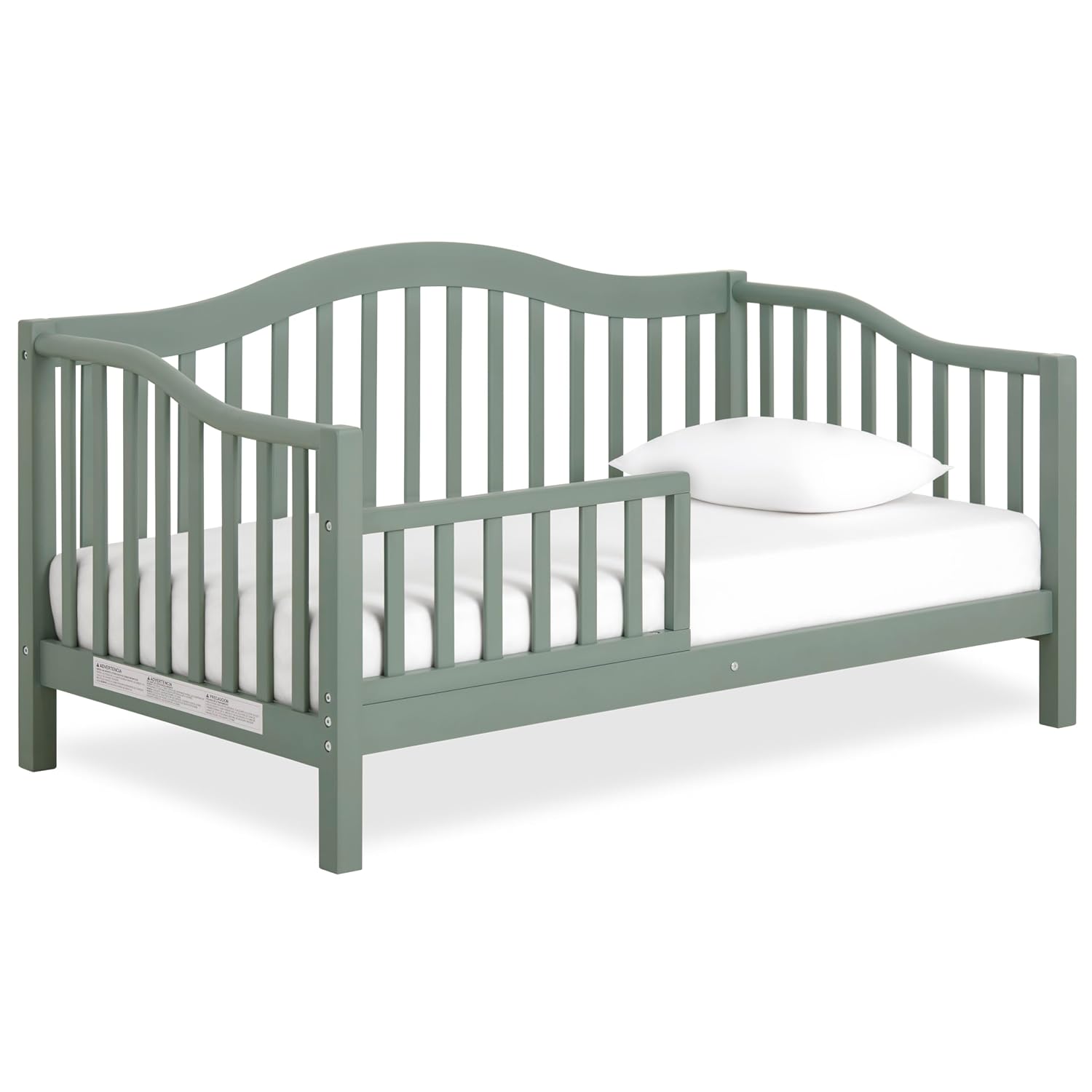 Dream On Me Austin Toddler Day Bed with Rails in Meadow Green, Low to Floor Toddler Day Bed, Greenguard Gold & Baby Safety Alliance Certified, Non-Toxic Finishes, Side Safety Guard Rail