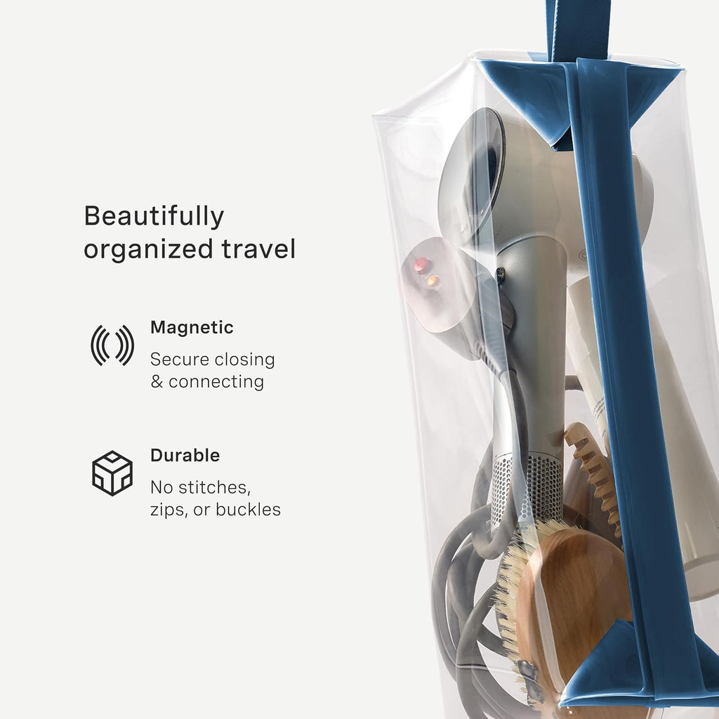 Cadence Parcel - Clear Kit with Magnetic Closure - Durable and Leak-Resistant Travel Toiletry Kit - Extra Large Cove Parcel