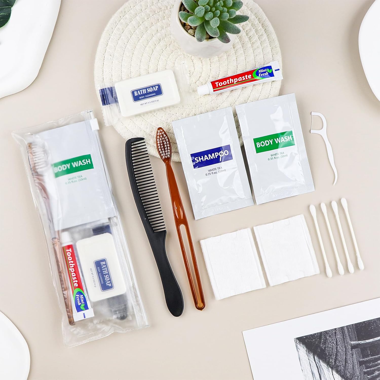 100 Sets Toiletry Kits Homeless Personal Hygiene Kit Bulk Homeless Care Package Supplies Travel Toiletry Kit Bulk for Men Women Charity Disposable Toiletry Kit(8-IN-1)