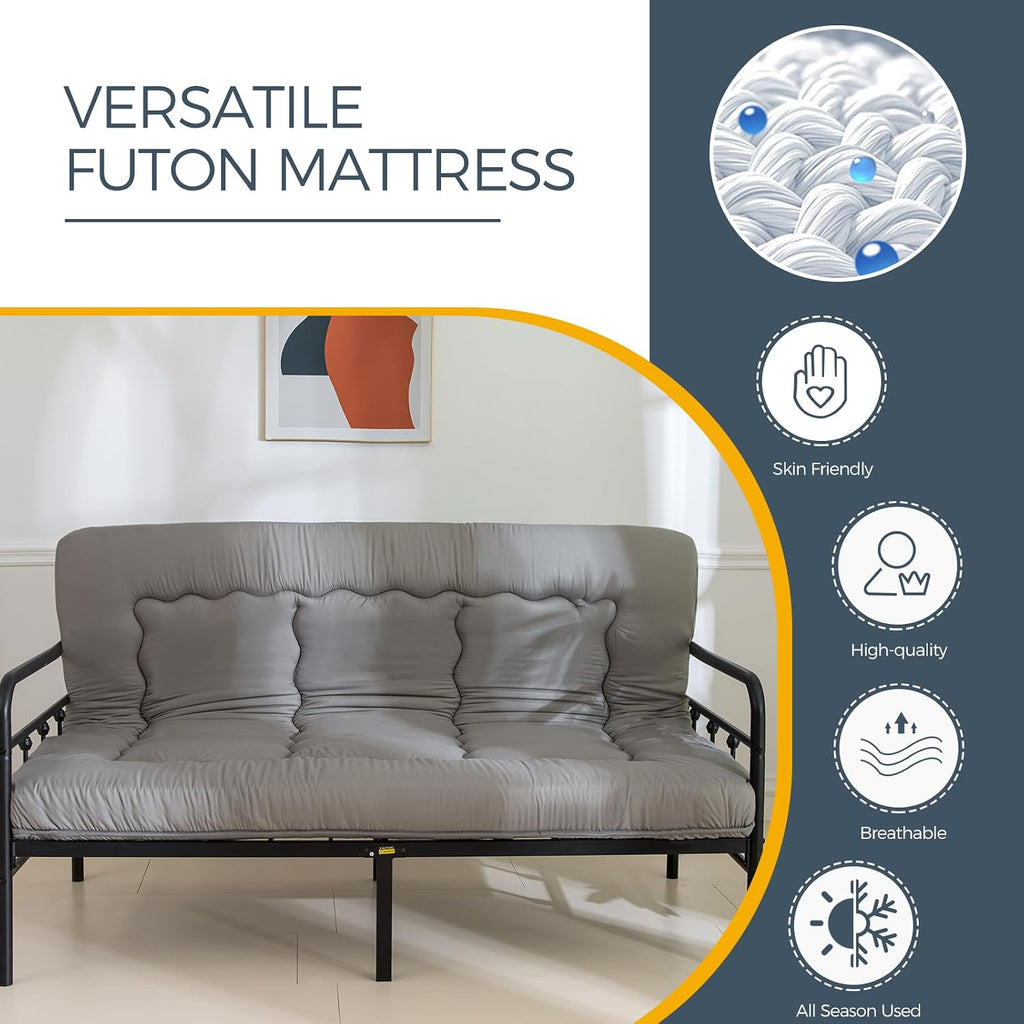 MAXYOYO 6' Extra Thick Japanese Floor Mattress Futon Mattress, Foldable Tatami Pad for Adults, Roll Up Floor Mat for Living Room Guest Room RV, Dark Grey, Twin