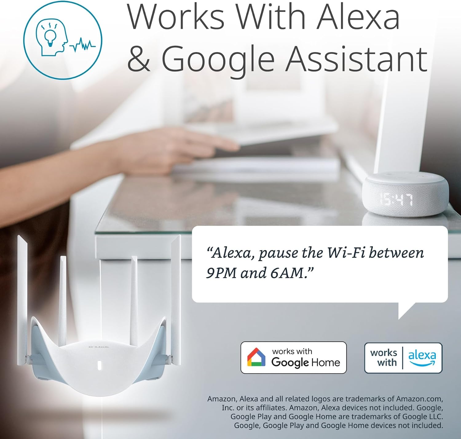 D-Link BE3600 Dual-Band Wi-Fi 7 Smart Router (R36) 4 x 2.5 GbE Multi-Gig Ports, Self-Optimizing AI, Mesh, Parental Controls, Enhanced Security, 4-Stream, Alexa/Google Ready, App Setup