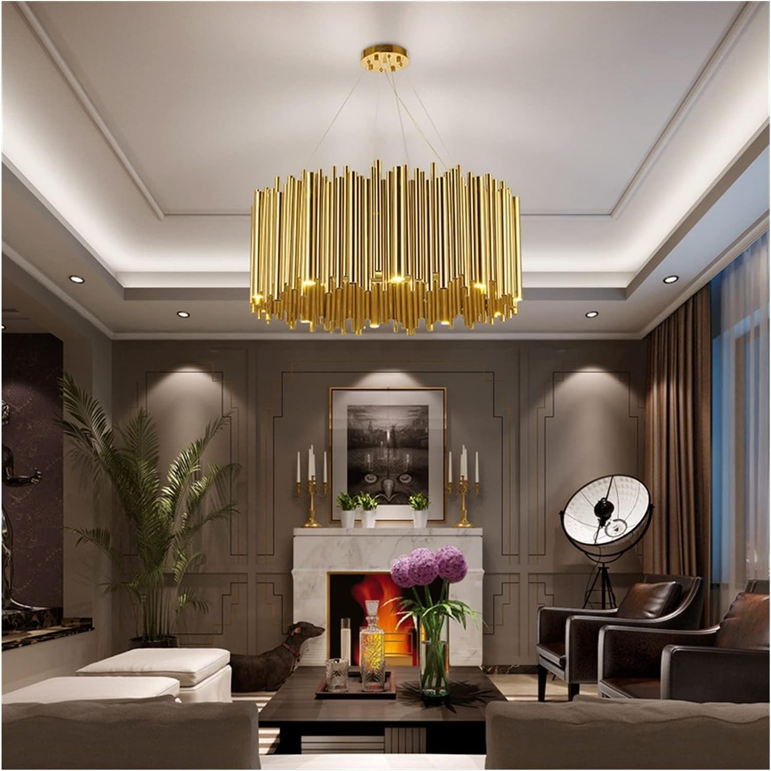Modern Stainless Steel Chandelier Gold Round Tubes Lighting Luminaria Led,Chandeliers