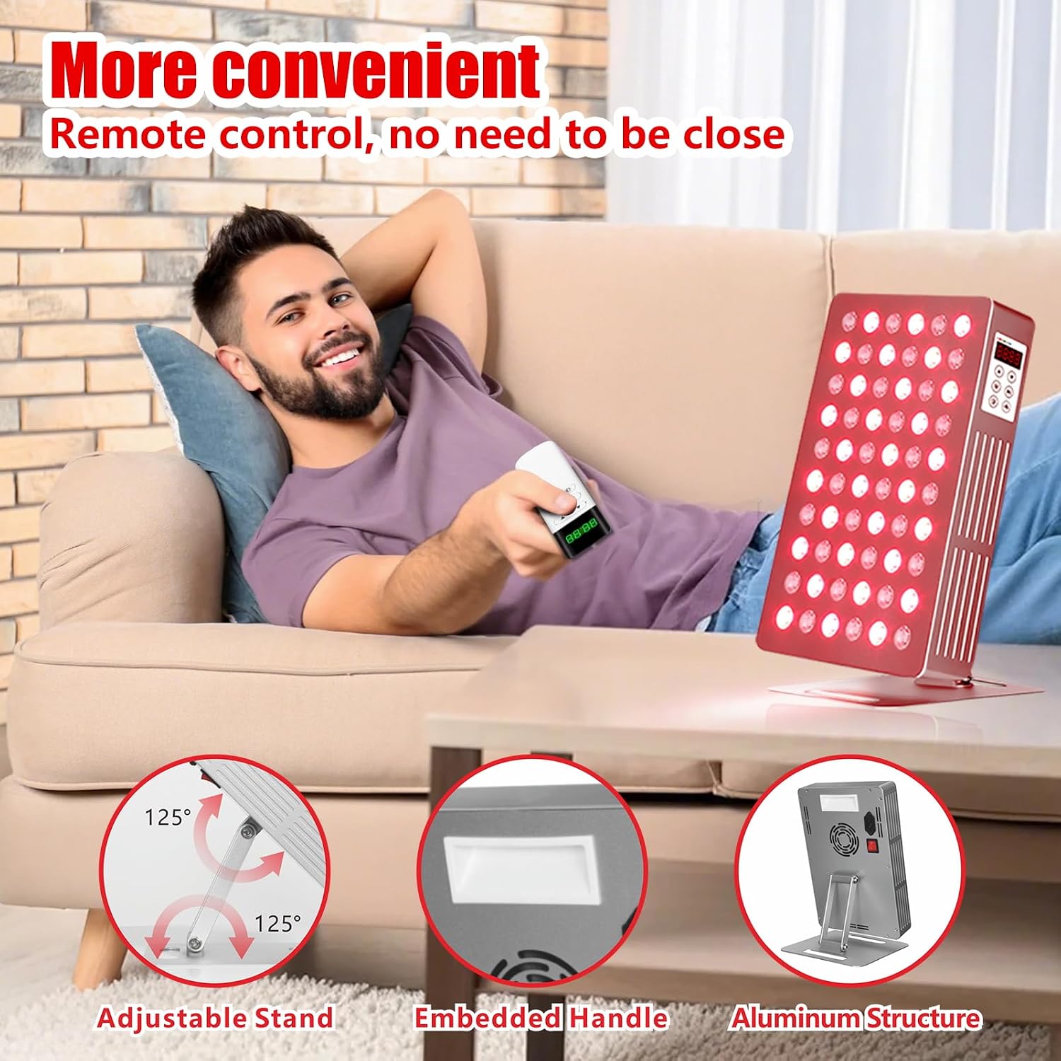 Red Light Therapy for Body 5 Wavelengths, Near Infrared Light Panel Therapy LED Light Face Panel, Desktop Small Home High Power Multi Wave Red Light Therapy Panel, 1-999Hz Adjustable Pulse