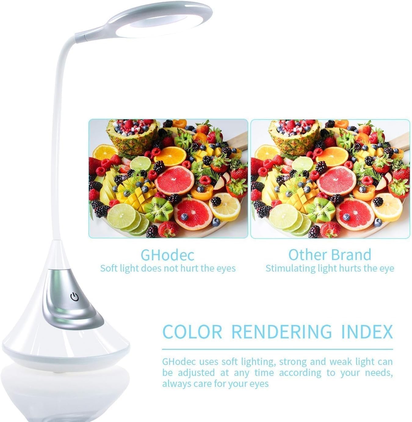 Desk Rechargeable, Eye-Caring Dimmable Table Lamp,Contact Control Bedside for Books/Bedroom/Kids