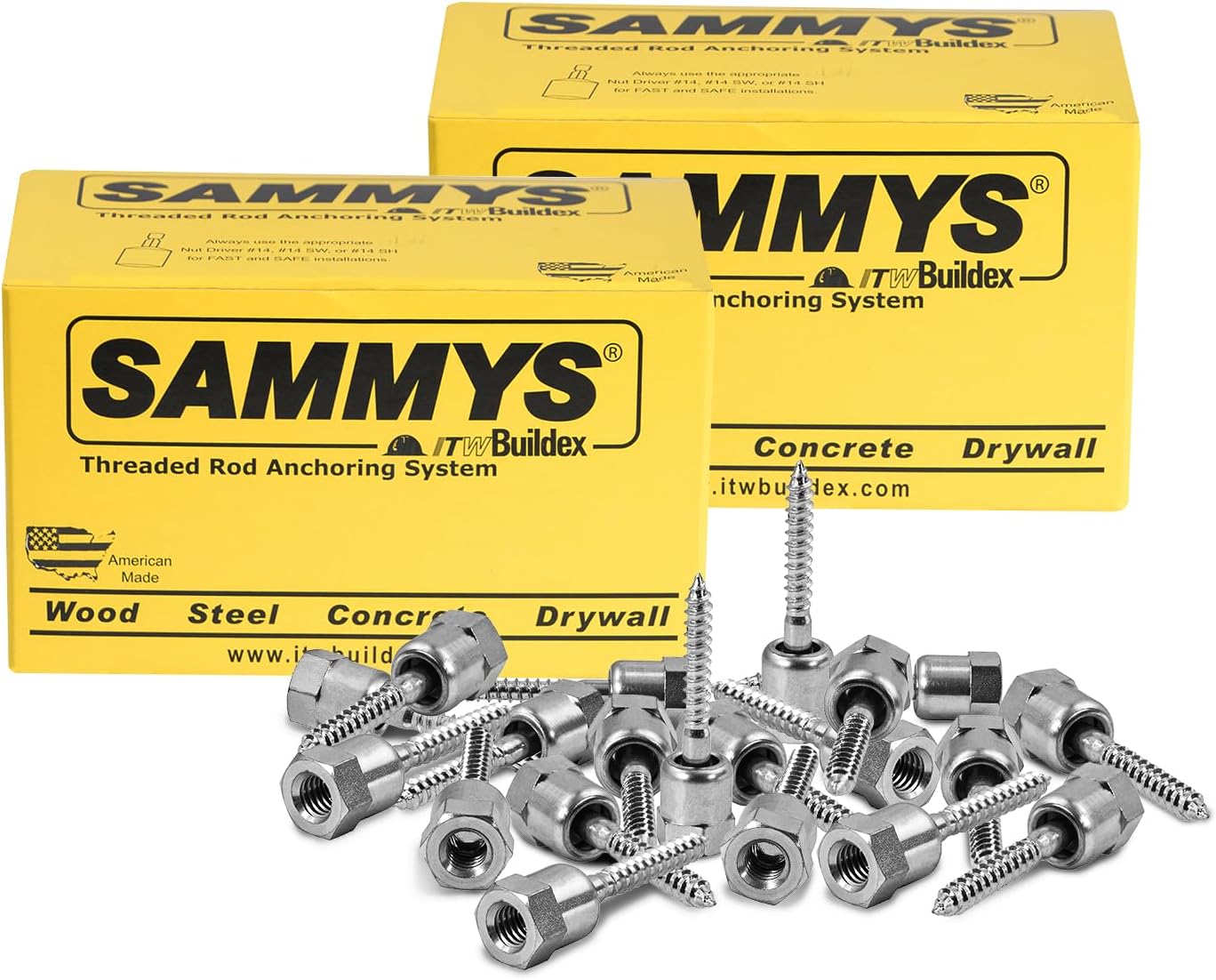 Everflow Sammys 8139957-50 SH-GST 20 3/8 Inch Screw Swivel Threaded Rod Anchor Designed for Wood, Installs 17 Deg Angle Off Vertical, Steel with Electo-Zinc, Easy Install (Pack of 50)