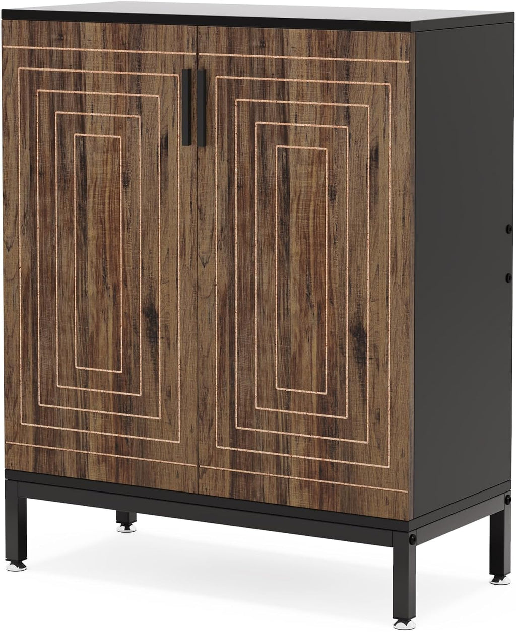 Tribesigns Shoe Cabinet with Doors, 20 Pairs Entryway Shoe Storage Cabinet with Shelves, 5-Tier Modern Free Standing Shoe Racks Storage Organizer for Closet, Living Room, Bedroom (Brown/Black)