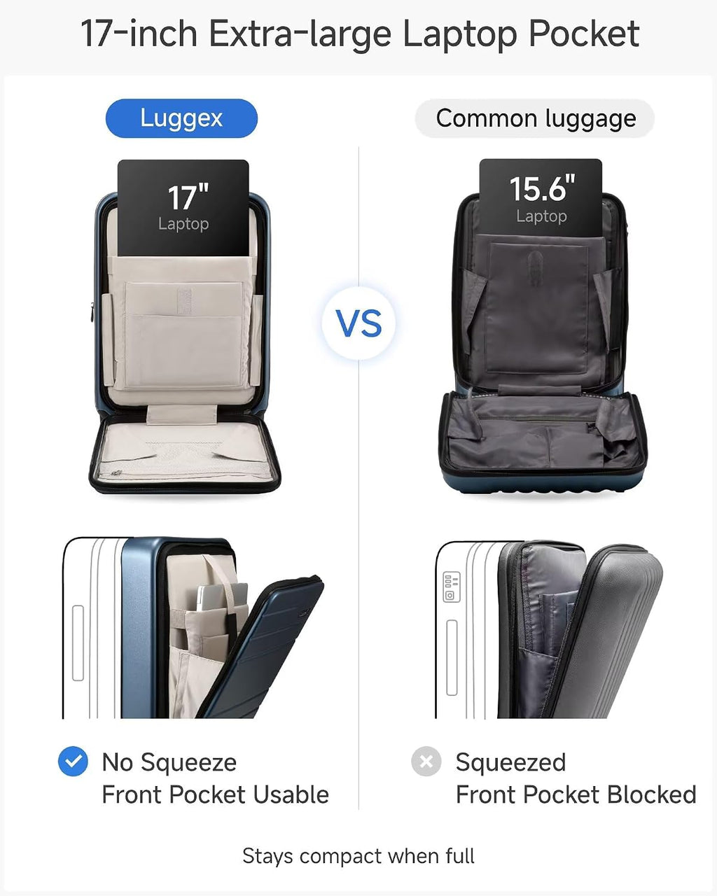 Carry On Luggage 22x14x9 Airline Approved, Expandable Polycarbonate Suitcase with Front Pocket (FX-Core, Brown-Black, 20 Inch)