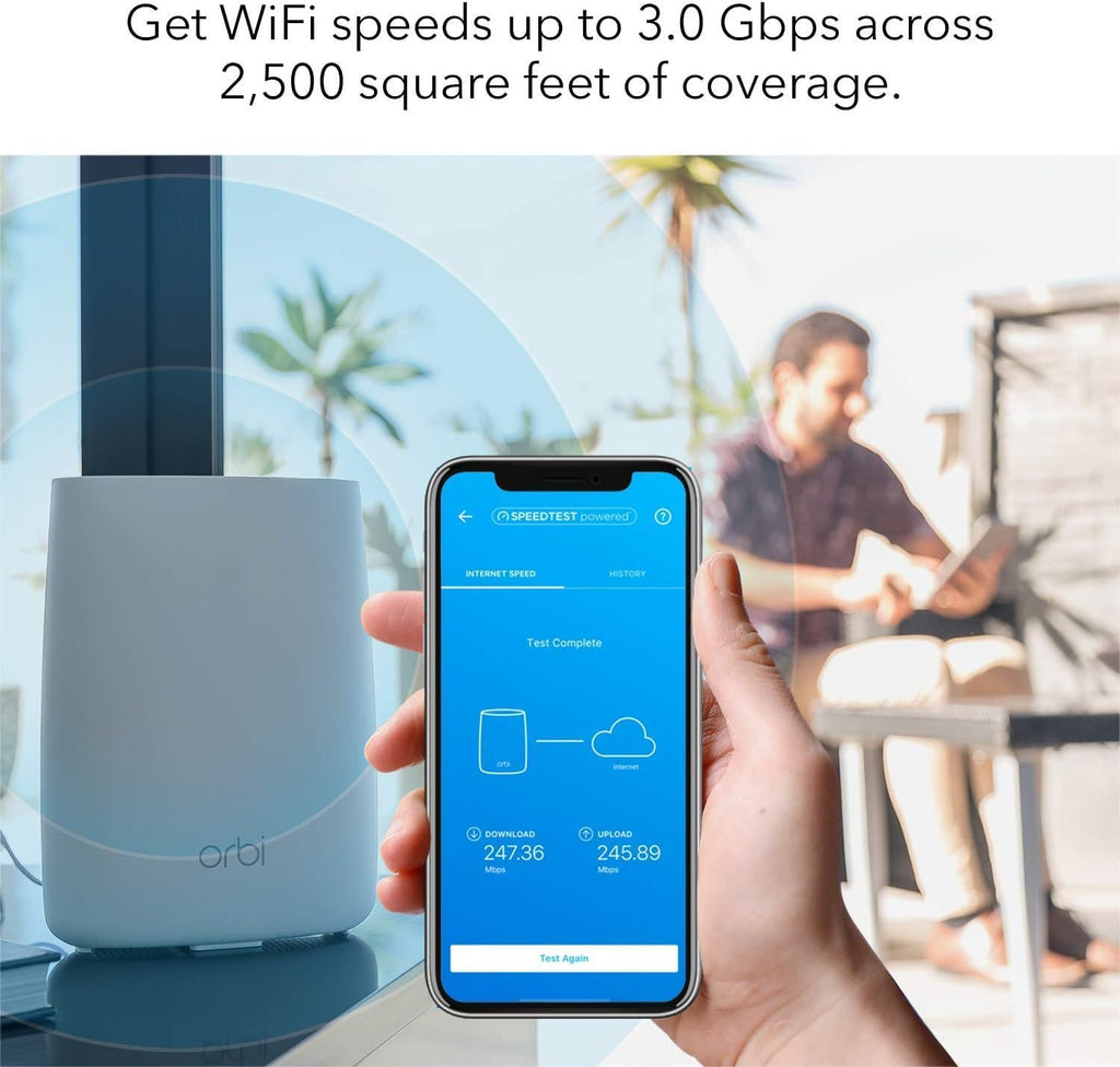 NETGEAR Orbi RBS50 Satellite Home Mesh WiFi Tri-band AC3000 w/ Adapter (Renewed)