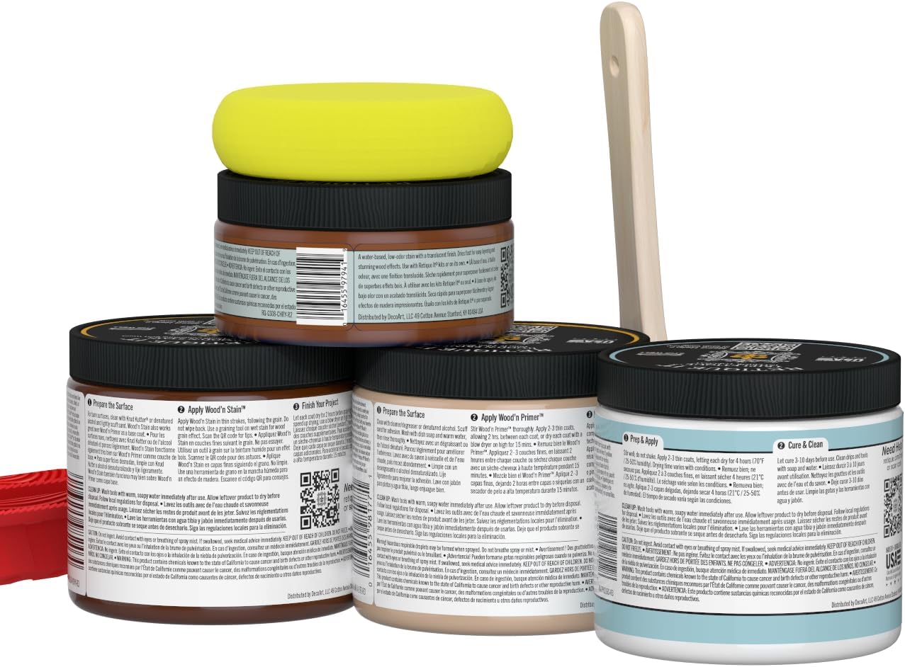 Retique It Wood Finish Countertop Kit – GO Beyond Faux Wood with Paintable Liquid Wood Based Primer and Gel Stain - Graining Tools Included (Countertop Kit, Vintage Cherry)