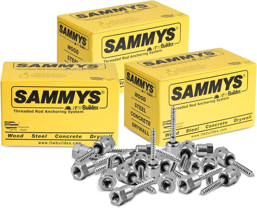 Everflow Sammys 8139957-75 SH-GST 20 3/8 Inch Screw Swivel Threaded Rod Anchor Designed for Wood, Installs 17 Deg Angle Off Vertical, Steel with Electo-Zinc, Easy Install (Pack of 75)