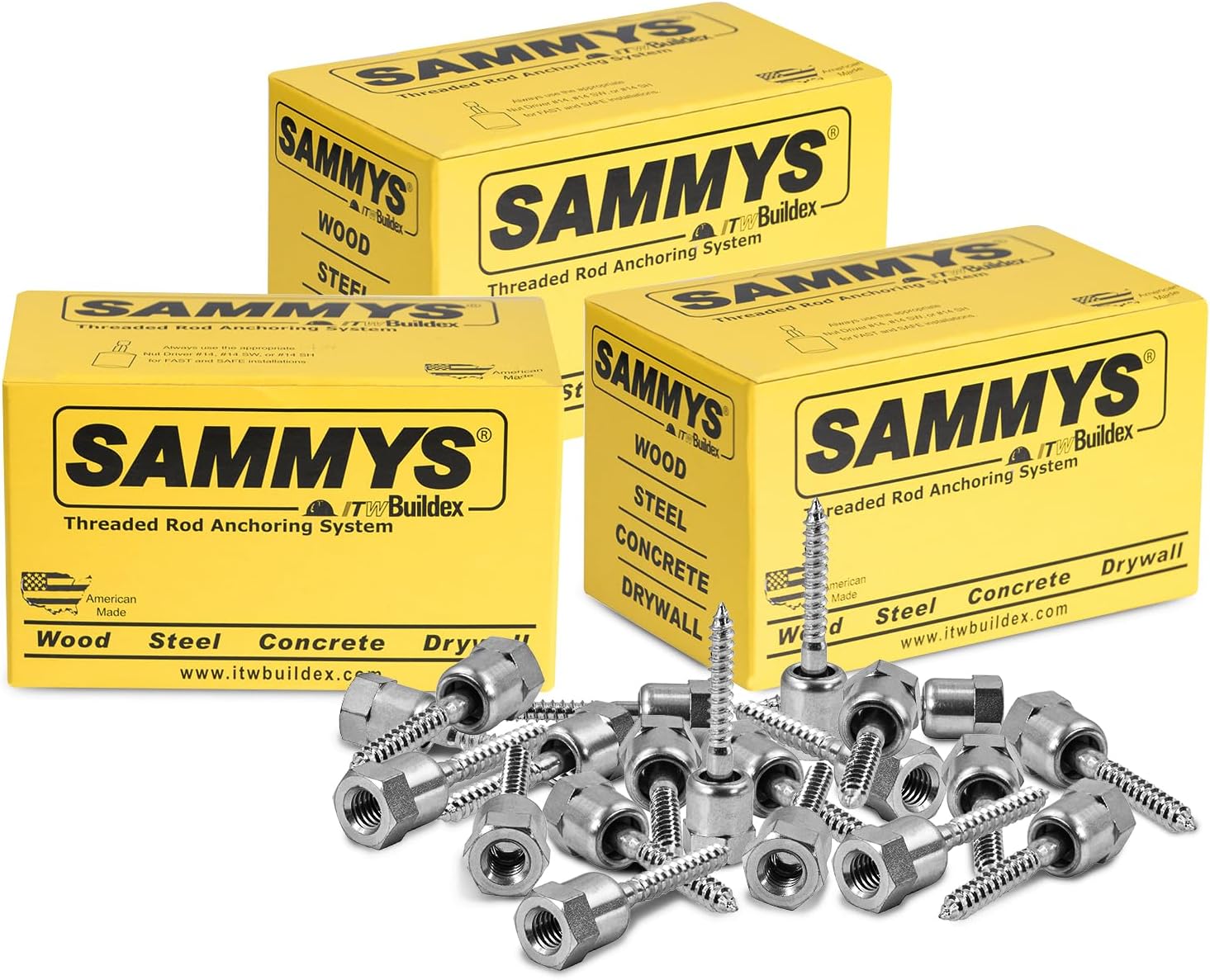 Everflow Sammys 8139957-75 SH-GST 20 3/8 Inch Screw Swivel Threaded Rod Anchor Designed for Wood, Installs 17 Deg Angle Off Vertical, Steel with Electo-Zinc, Easy Install (Pack of 75)