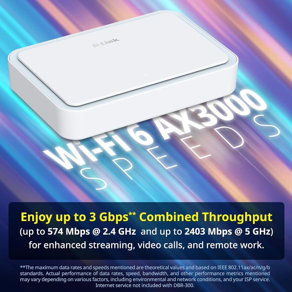 D-Link AX3000 Wi-Fi 6 Portable VPN Travel Router (DBR-330), Multi-WAN, Business-Grade Security, VPN, SPI Firewall, File Sharing, Compact WiFi Hotspot for Public WiFi Sharing, Remote Work, RV, Hotel