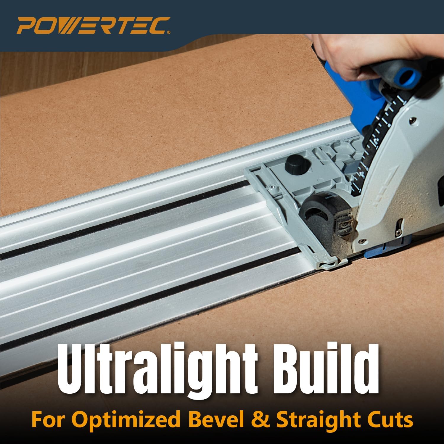 POWERTEC 110' Track Saw Guide Rail Joining Set for Kreg Track Saws, Include 2x55' Extruded Aluminum Guide Rail and 2 Rail Extension Connectors Perfect for Repeatable Rip Cuts & Crosscuts (71991)