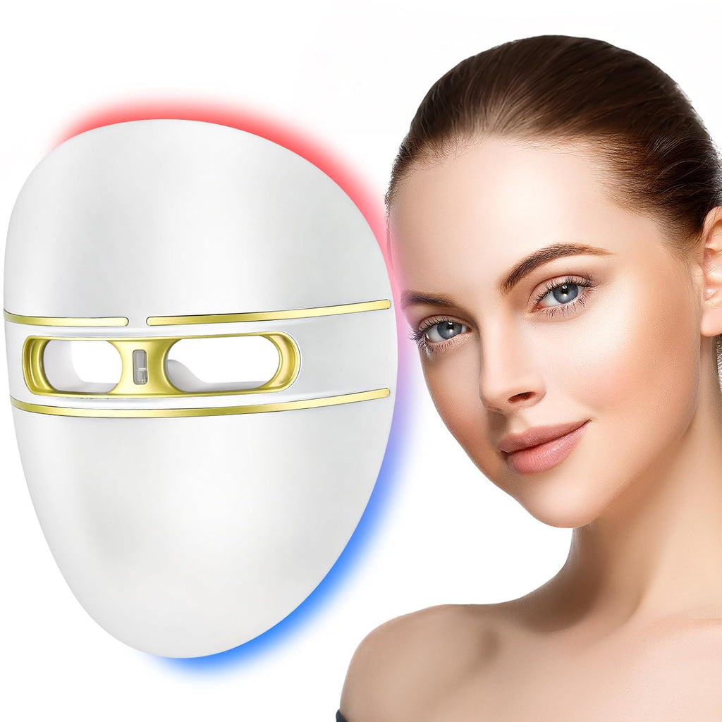 Pro-Grade FSA LED Light Therapy Facial Mask-Red & Blue Light Anti Aging for Face-HSA Salon Treatment for Acne, Wrinkles & Redness at Home,Ideal Skincare Device for Birthday, Mom Gift