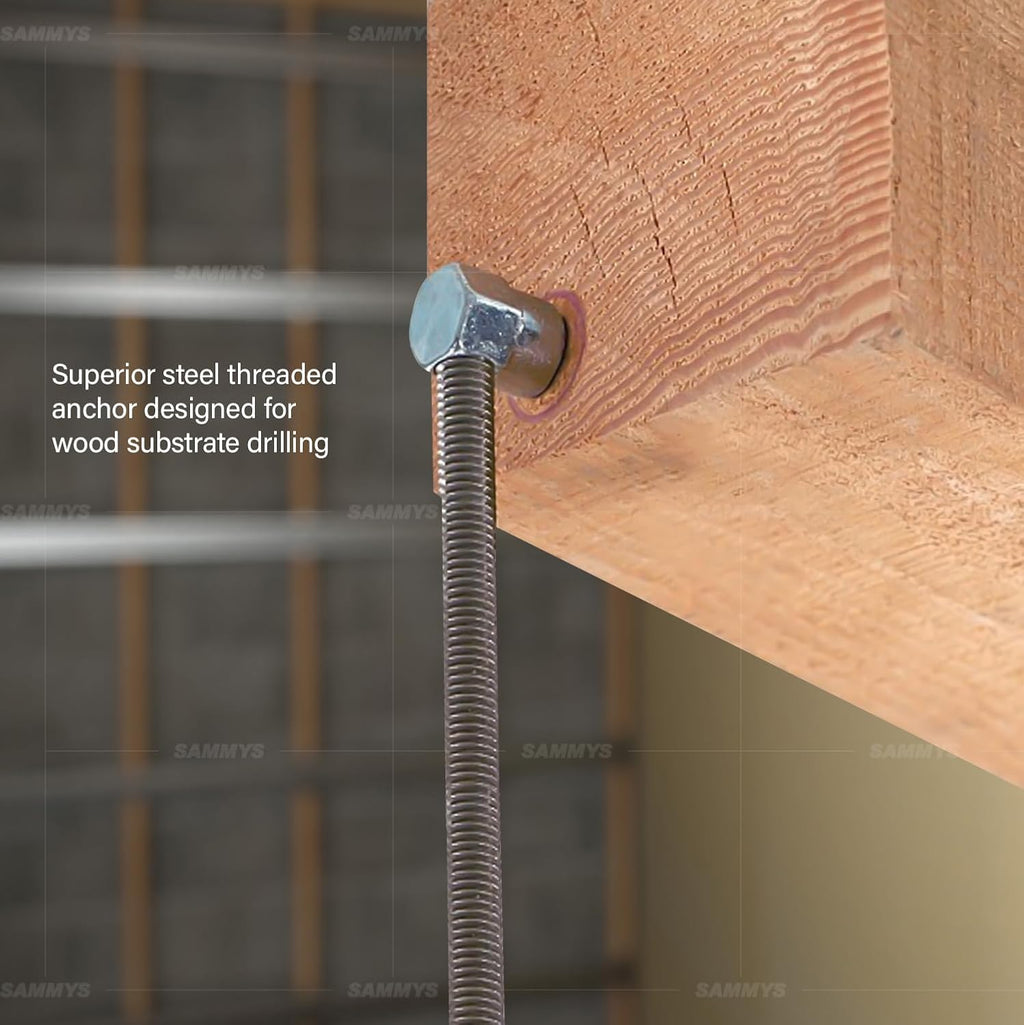 Everflow Sammys 8021957-100 SWG 20 3/8 Inch Screw Sidewinder Designed for Wood, Rod Hanger, Installs Horizontally, Steel with Zinc Plated, Corrosion Resistance, 1/4 x 2 Inch Screw Length (Pack of 100)