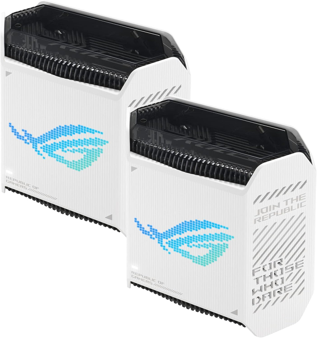 ASUS ROG Rapture GT6 (2PK) AX10000 Tri-Band WiFi 6 Gaming Mesh System, Covers up to 5,800 sq ft, 2.5 Gbps Port, Triple-Level Game Acceleration, UNII 4, Free Lifetime Internet Security, Moonlight White