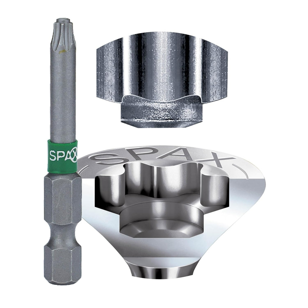 SPAX #8 x 2-1/2' Exterior Flat Head Deck Wood Screws Construction Torx T-Star Plus (1500 EA) Bulk Pail Bit Included Rust Resistant