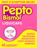 Pepto Bismol Liquicaps, Upset Stomach Relief, Nausea Relief, Heartburn Relief, Indigestion Relief, Anti Diarrhea Medication for Adults - 5 Symptom Fast Relief, No Flavor, 48 ct (Pack of 12)