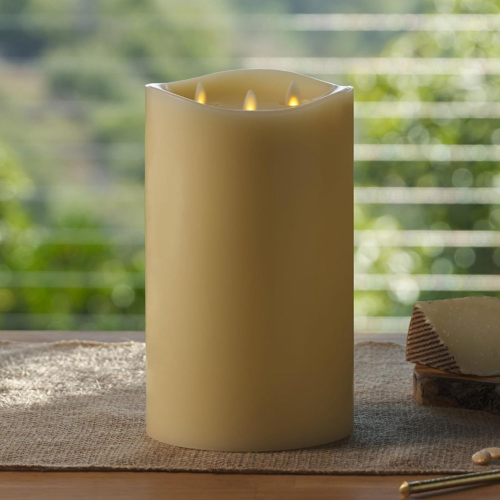 Luminara Tri-Flame Flameless LED Candle, Ivory 5.8' x 9.7', Moving Flame Real Wax Home Decor Battery Operated Emergency Light, Religious Ceremony Safe