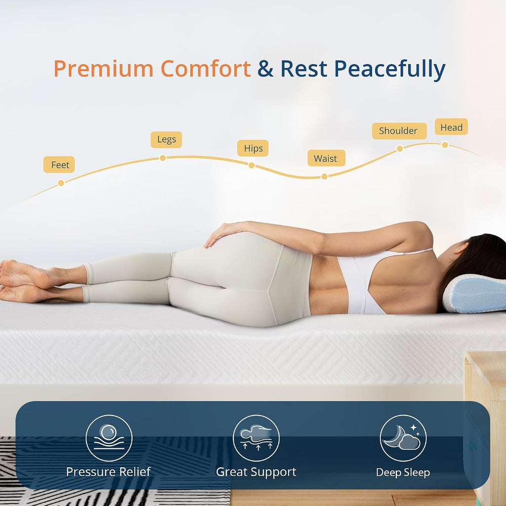 MLILY EGOHOME 12 Inch King Green Tea Gel Infused Memory Foam Mattress for Cool Night & Pressure Relief, Medium Firm, Fiberglass-Free, CertiPUR-US, Mattress in a Box, White