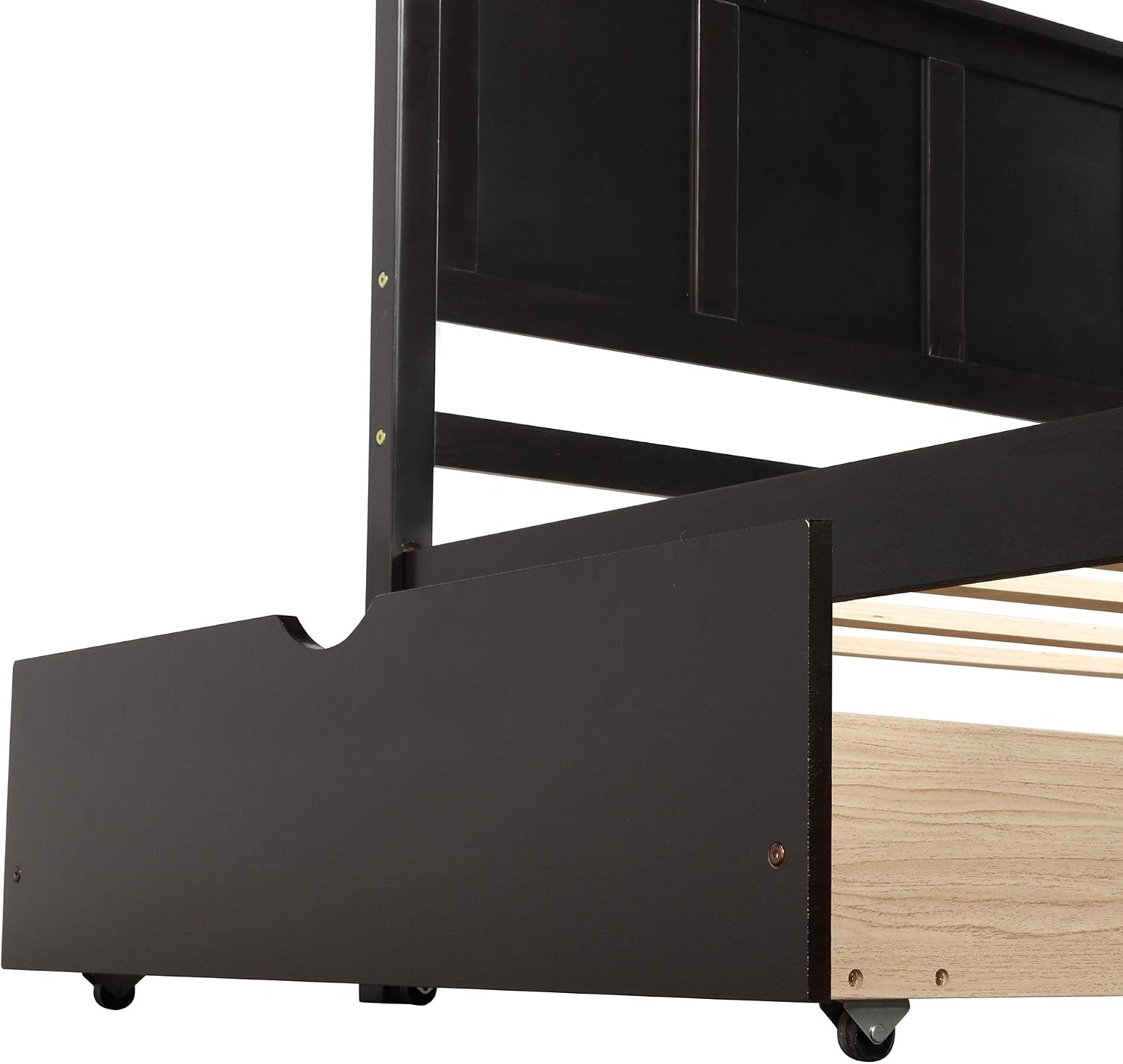 Twin Platform Bed with 2 Drawers and Headboard, Solid Wooden Twin Size Bed Frame with Storage and Wood Slats, Twin Size Platform Bed for Kids,Teens,Adults (Espresso)
