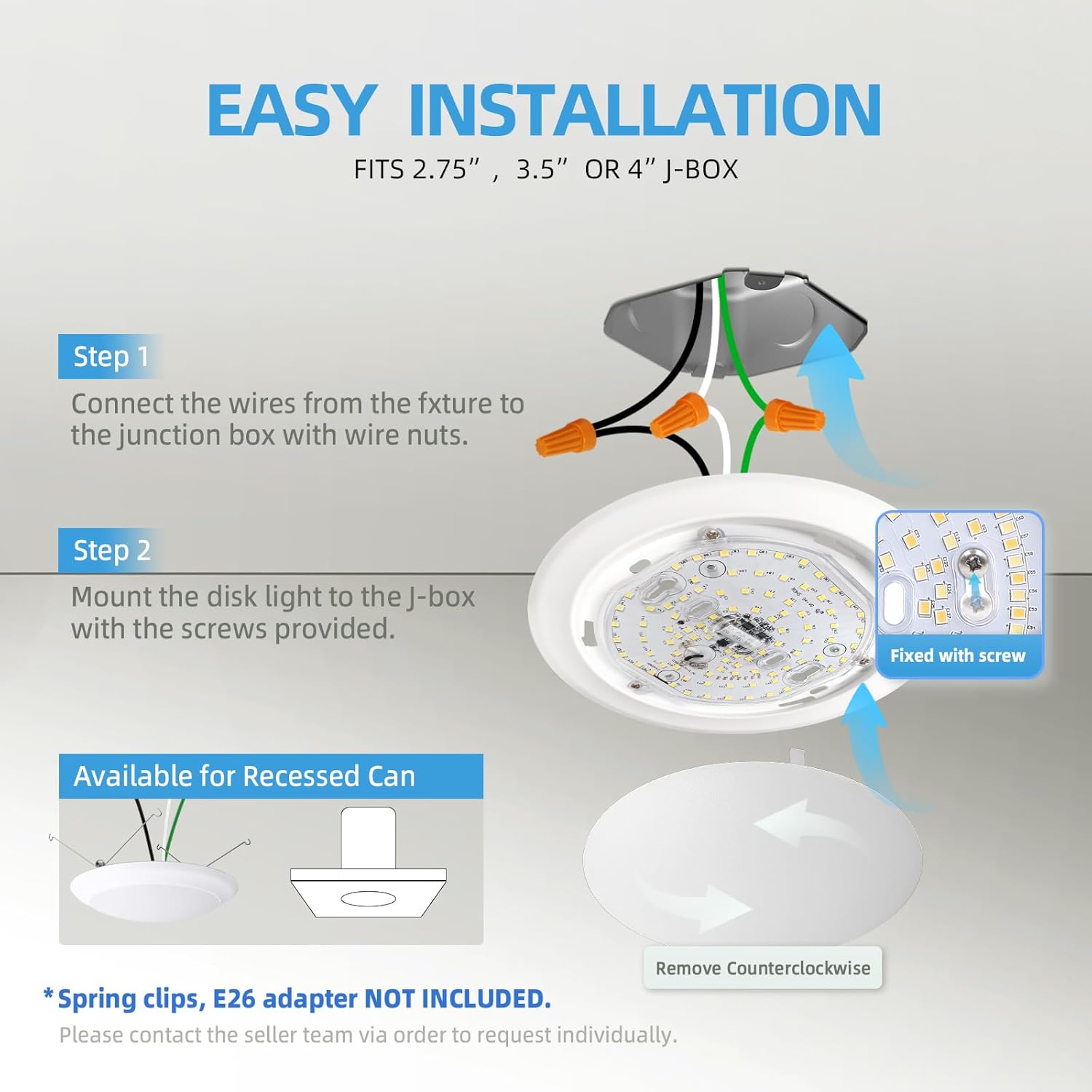 ECOELER 6' LED Disk Lights, Dimmable Flush Mount Ceiling/Recessed Disc Downlight, 16.5W 4000K Cool White 1100Lm, Low Profile Surface Mount Can Light for Closet, Office, Garage, ETL Listed, 24 Pack