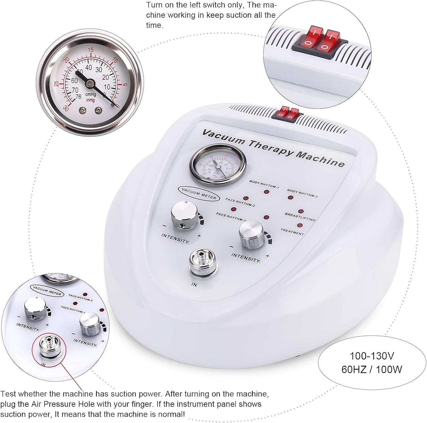 Vacuum Therapy Cupping Machine with 30 Cups and 3 Metal Gua Sha Handles for Salon SPA, Body, Back, Face Massage Care