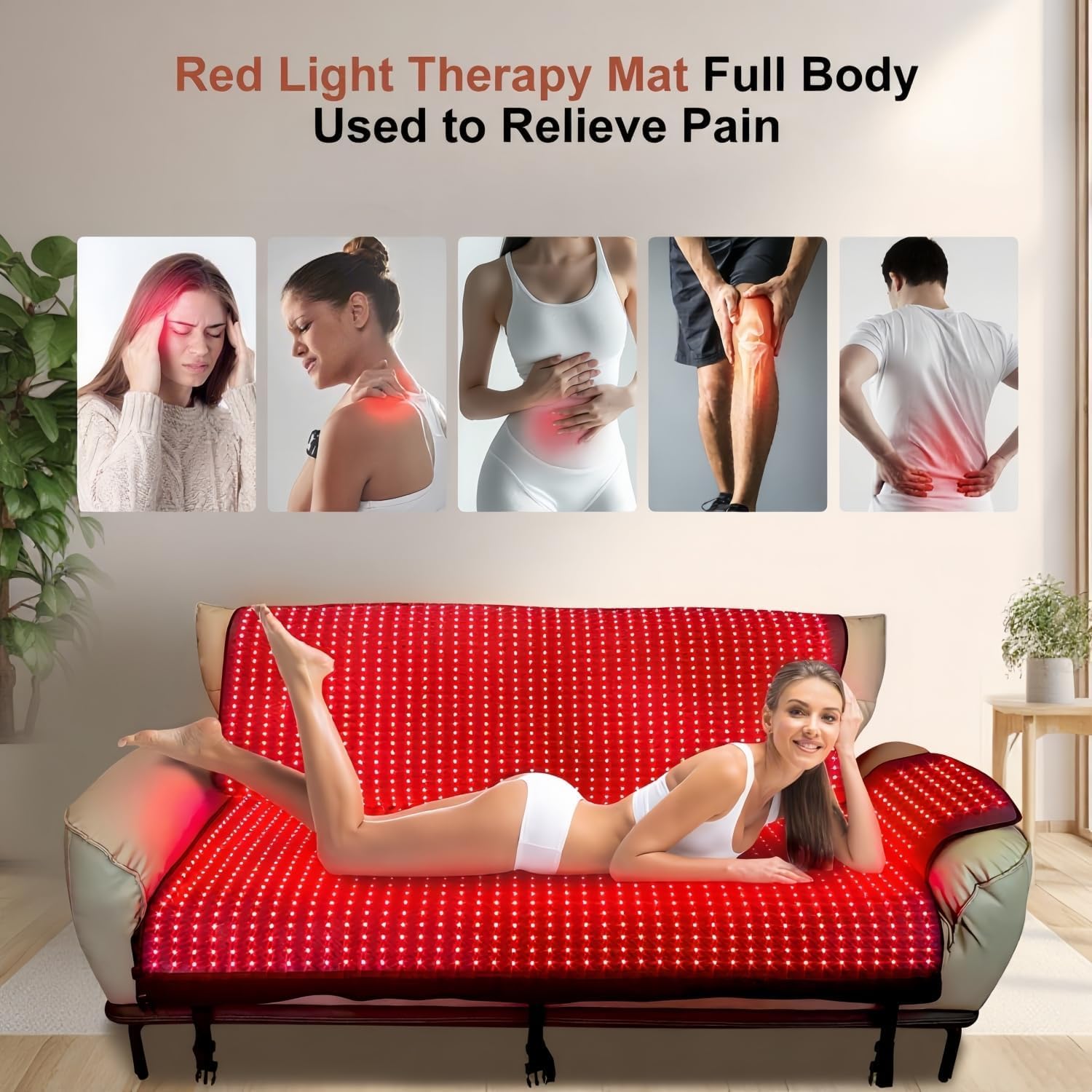 2026 Upgraded Dual Wavelength LED Beads 660nm&850nm Red Light Therapy Blanket Full Body, Used to Face and Body Pain Relief Skin Health Personal Care, 75' x 34'' (Black)