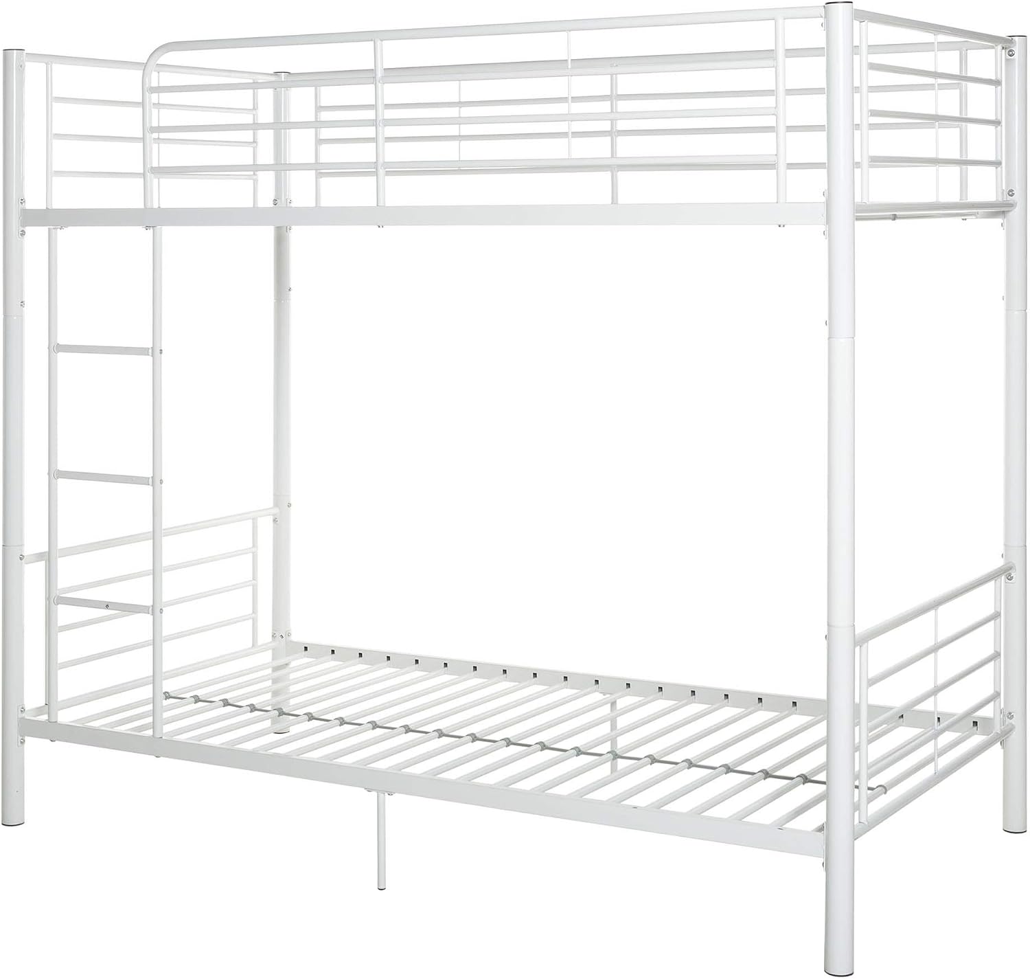 Walker Edison Elodie Urban Industrial Twin Over Twin Metal Bunk Bed, Twin Over Twin, White