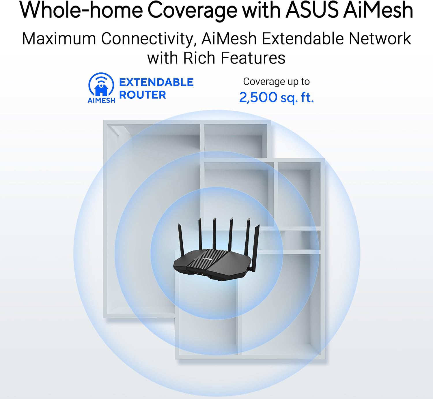 ASUS RT-BE90U Tri-Band WiFi 7 Router: Commercial-Grade Network Security, AiMesh Extendable Router, Quad 2.5G Ports, Smart Home Master
