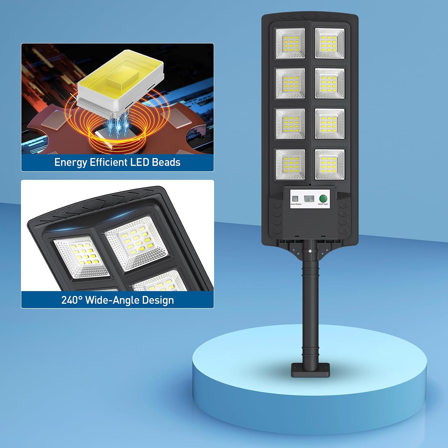 K4 200W Solar Lights Outdoor Waterproof,6500K Solar Street Lights Outdoor 12000LM LED Flood Light, Wide Angle with Motion Sensor and Remote Control for Yard,Fence,Parking lot,Garage(6 Pack)