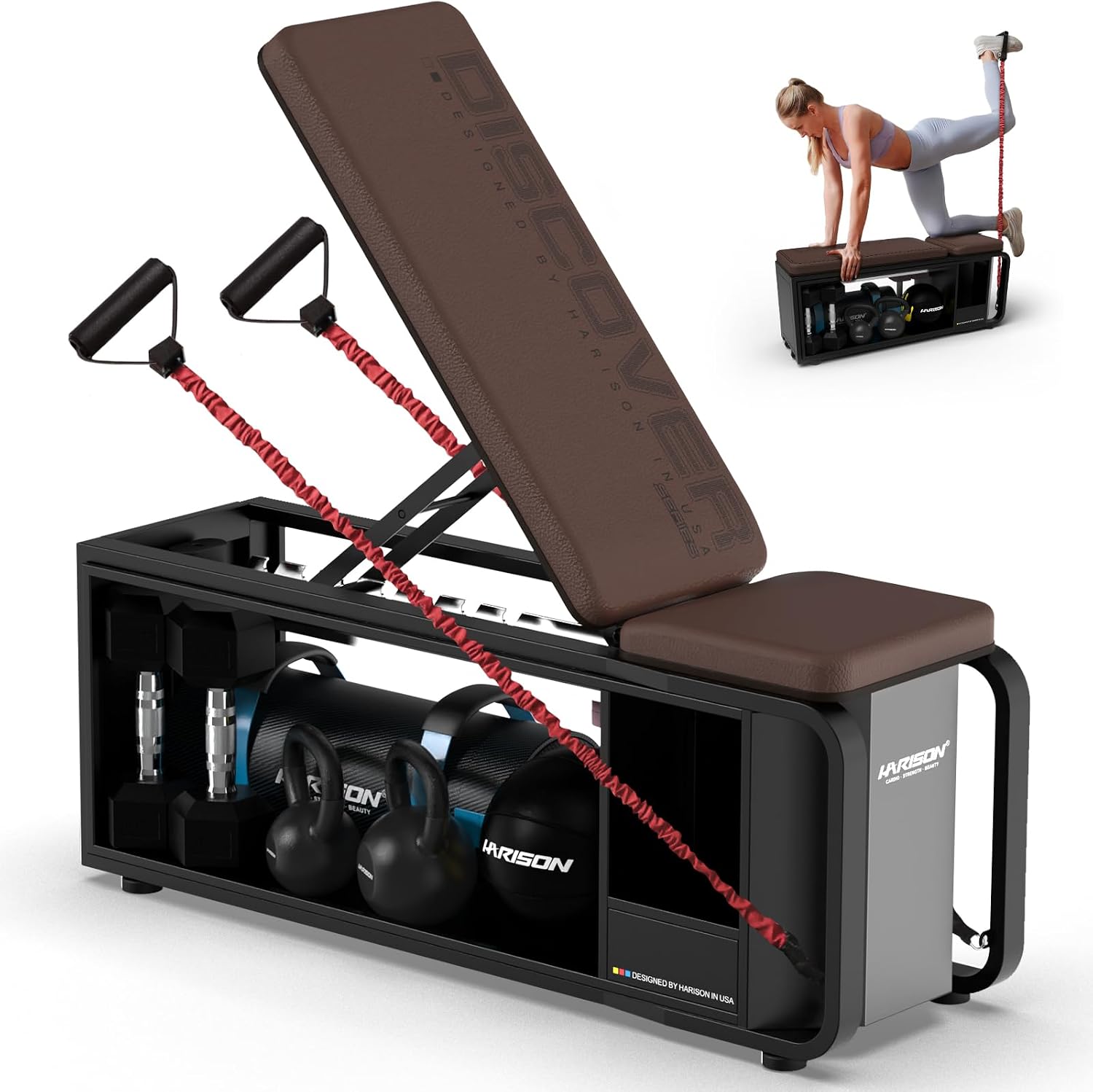 HARISON Adjustable Weight Bench, Bench1000 MAX Heavy Duty Workout Bench Press with Leg Extension and Preacher Pad for Home Gym Strength Training, Flat Incline Decline Sit Up Bench (610)