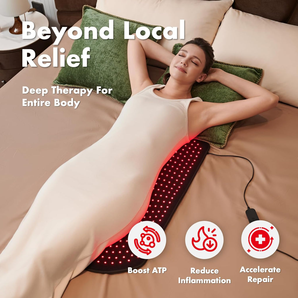 ALLOLO Red Light Therapy for Body, 3 in 1 LEDs Red Light Therapy Belt with Timer Remote Control, 660nm 850nm Infrared Light Therapy Pad for Body Waist Shoulder Knee, 32.7' x 15.7' Large Area
