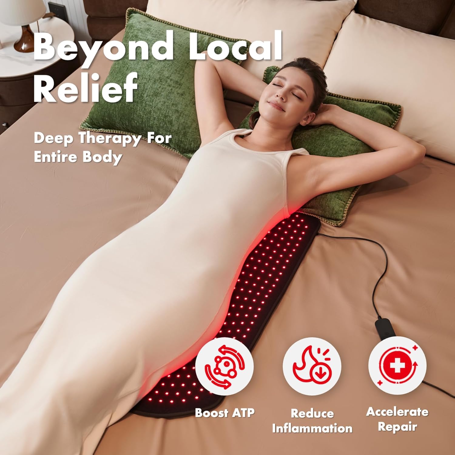 ALLOLO Red Light Therapy for Body, 3 in 1 LEDs Red Light Therapy Belt with Timer Remote Control, 660nm 850nm Infrared Light Therapy Pad for Body Waist Shoulder Knee, 32.7' x 15.7' Large Area