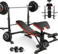 Angotrade 600lbs Adjustable Olympic Weight Bench Set with Squat Rack Foldable Workout Bench Press Set with Preacher Curl & Leg Developer for Full-Body Workout