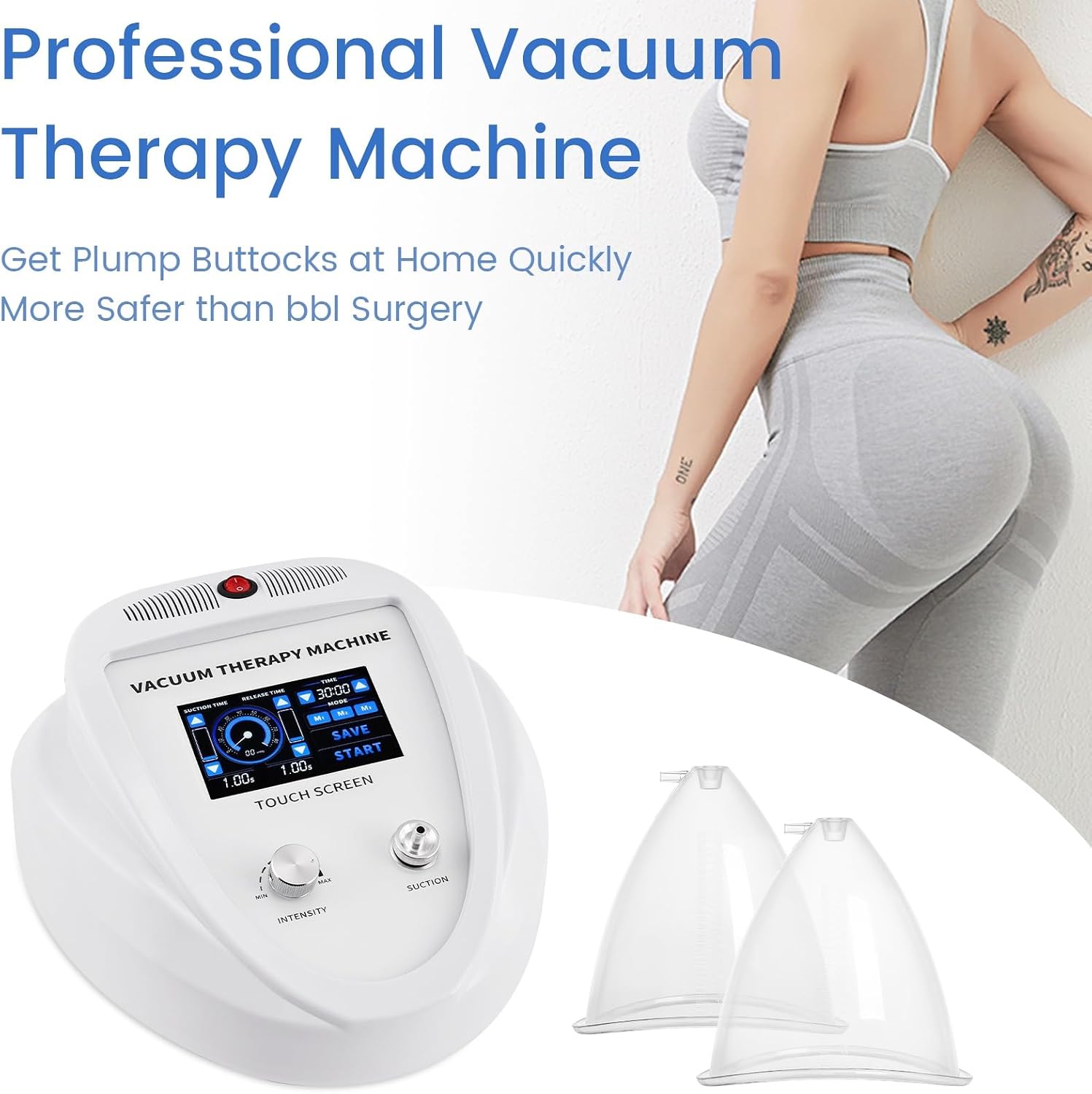 Beauty Star Vacuum Therapy Cupping Machine with 30 Cups and 3 Gua Sha Pumps for Body, Back, Face Massage Care Machine | Upgrade Touch Screen | Max Suction 75cmHg