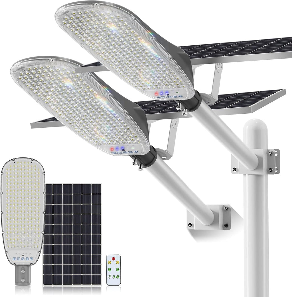 12000W Solar Street Lights Outdoor Waterproof, Super Bright LED Security Flood Light, Motion Sensor & Remote Control, Dusk-to-Dawn Parking Lot Lights for Garden,Yard, Farm, Commercial Plaza(2pack)